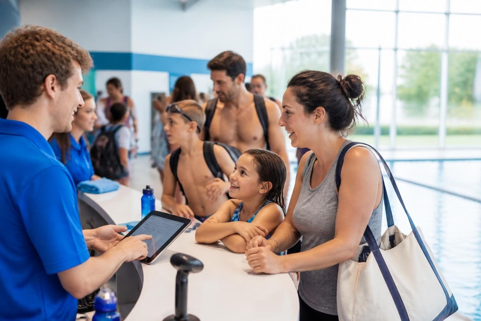 A club team running a Saturday morning check-in stress test