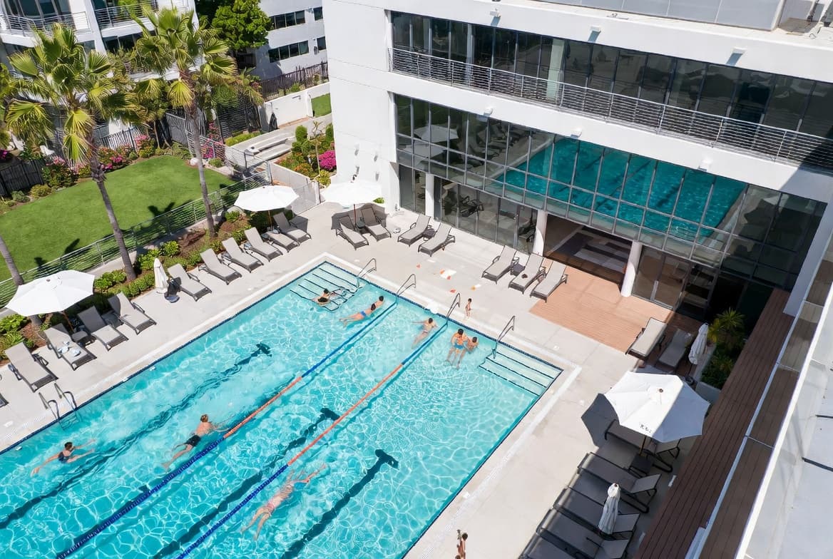 HOA community pool overhead view