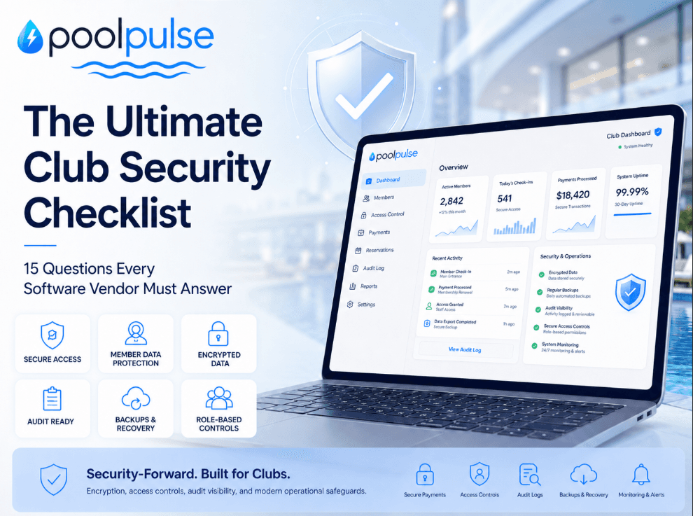 Club software security checklist for data protection, access controls, payments and backups