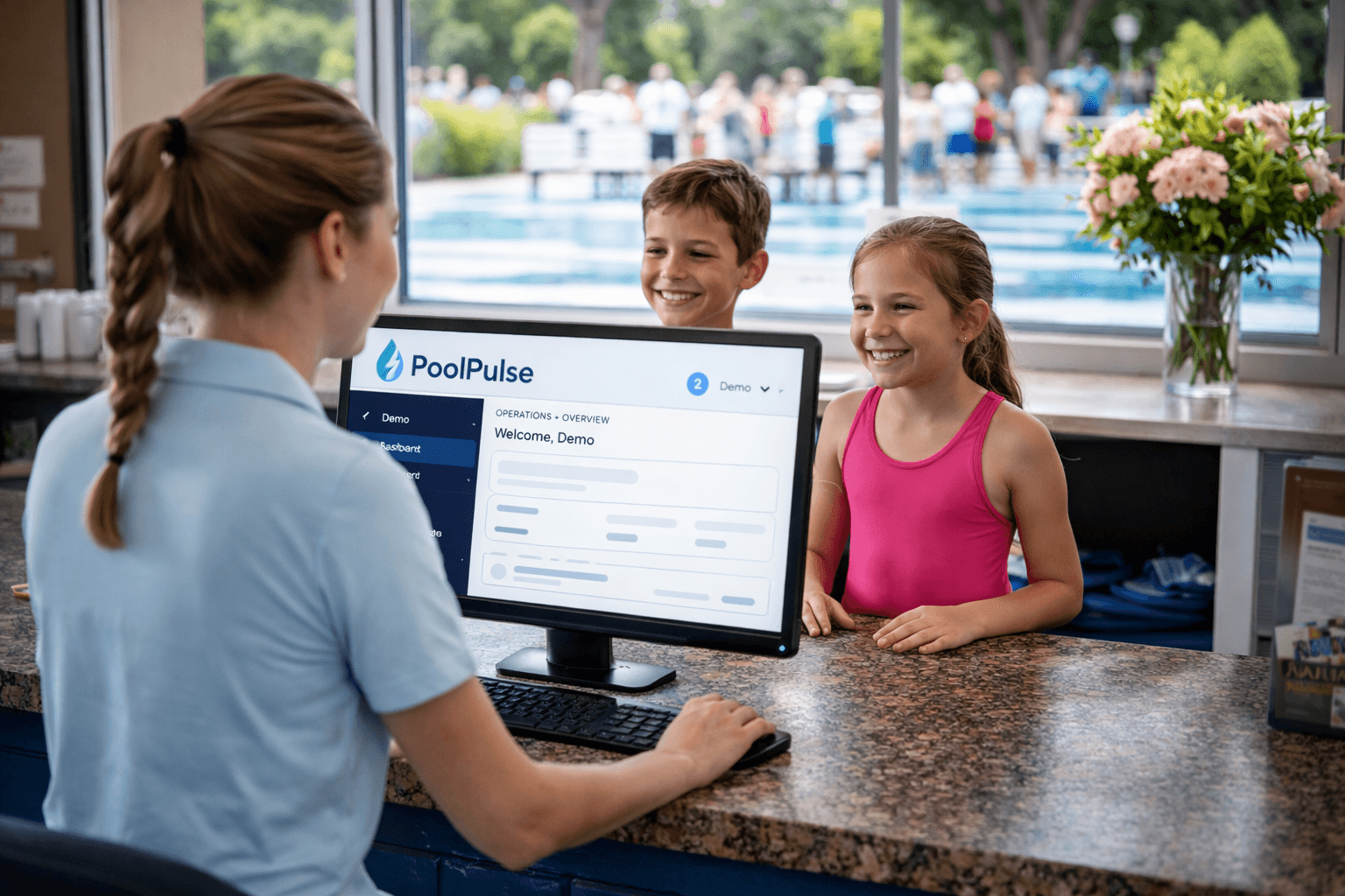 Club front desk showing a connected member experience