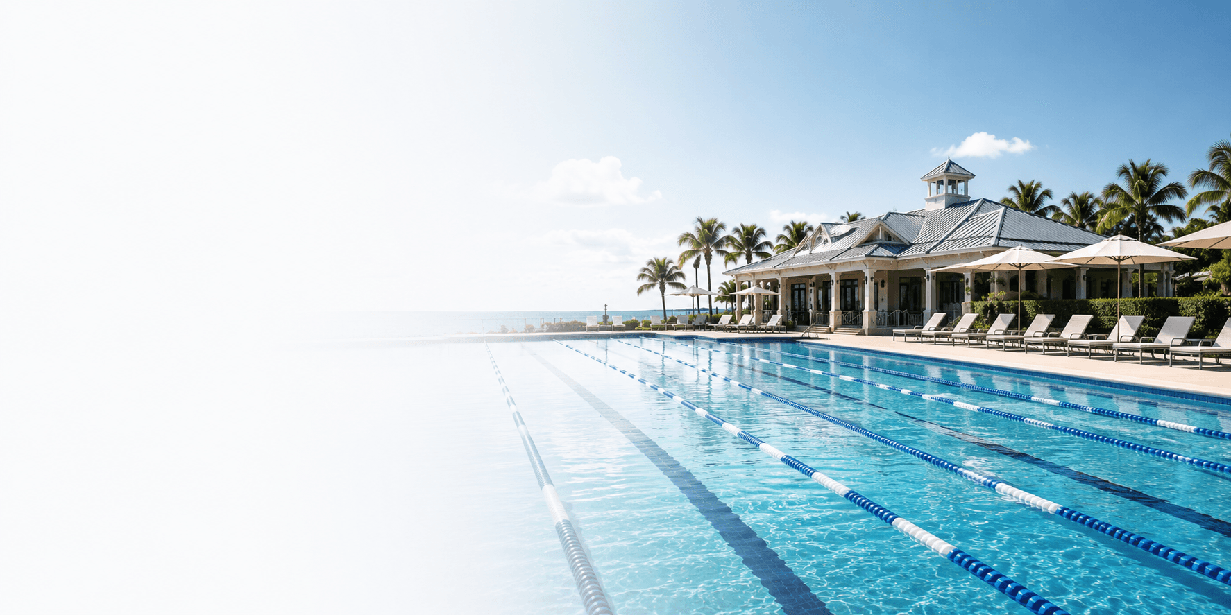 PoolPulse pricing plan fit backdrop with a clubhouse pool and lap lanes
