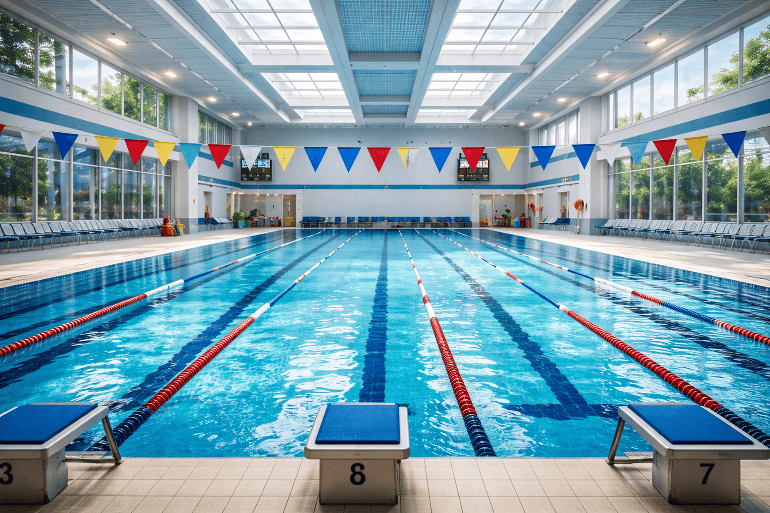 Swim club pool lanes ready for member activity